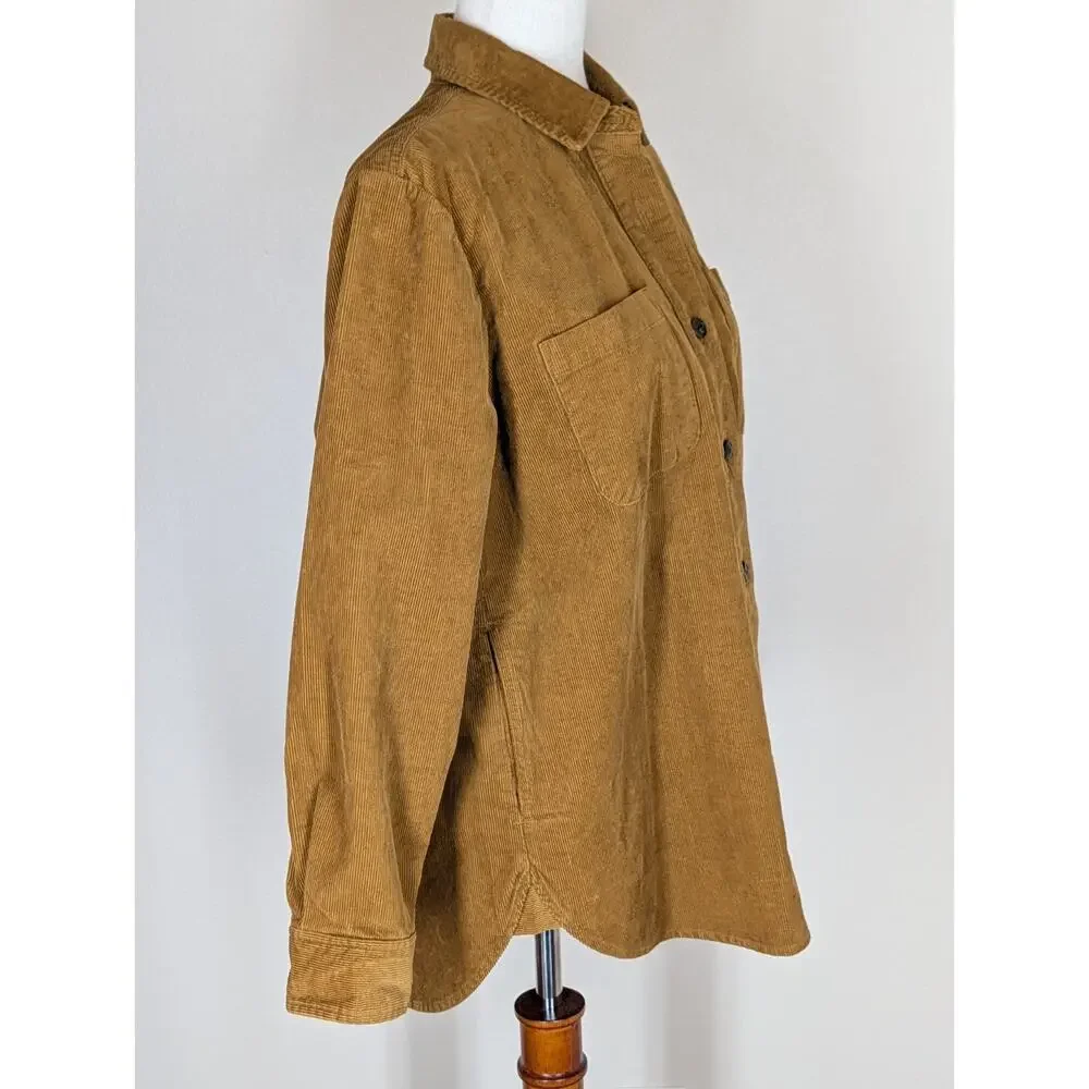J. Crew Women’s Corduroy Button Up Camel Tan Shirt Shacket Jacket Small Petite